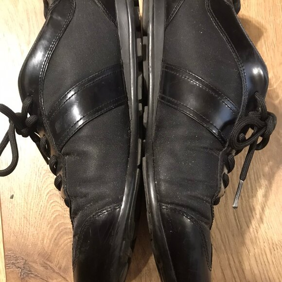 PRADA BLACK LEATHER AND NYLON WOMEN SNEAKERS WITH LACES 38 - Picture 10 of 12